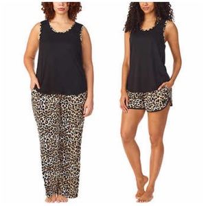 New Betsey Johnson 3 Pc Lounge Pajama Set Leopard